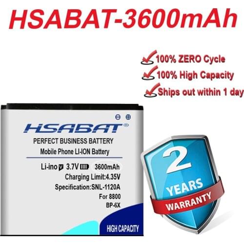 HSABAT 3400mAh BL-5X BP-6X BP 6X Battery for Nokia 8800/8860/8800 Sirocco/N73i 8801 886 8800s