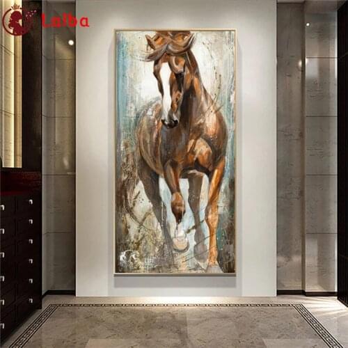 New diamond embroidery Abstract animal art, brown horse mosaic diamond paintings full square round drill stitch cross rhinestone