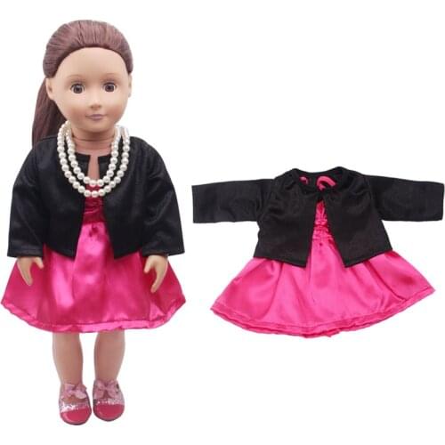 18 Inch American Doll Girls Magenta Party Dress Suit Newborn Skirt Baby Toys Accessories Fit 40-43 Cm Boy Dolls Gift c320