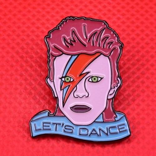 David Bowie enamel pin vintage 80s Lets dance under pressure brooch ziggy stardust lightning badge music art jewelry artist gif