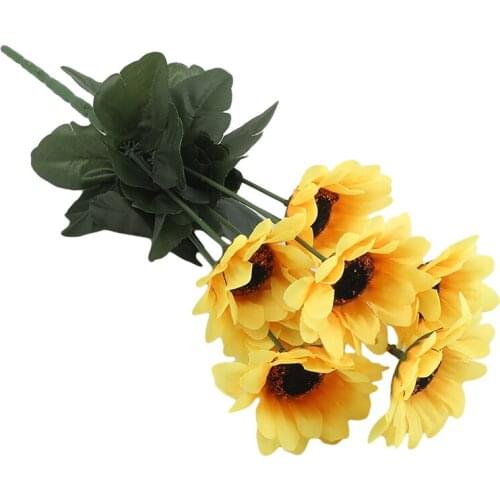 Sunflower Bouquet High Quality Artificial Flower Family Garden Party Wedding Decoration DIY Beautiful Fake Flower