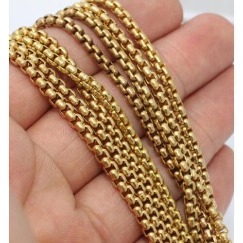 3mm Diameter original raw Solid Brass BOX chain Link Chains Metal Cords for Diy Accessories handmade Making