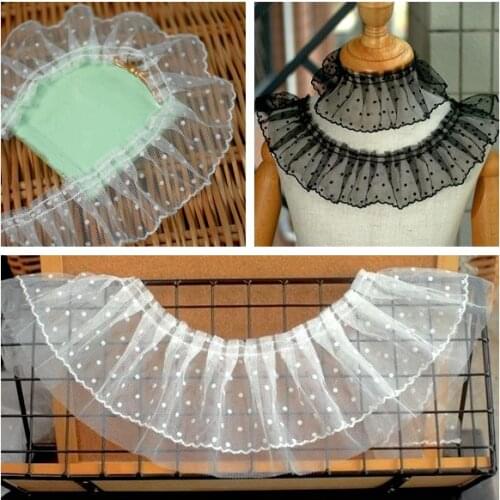 Black White Double-Layer Small Dot Pleated Mesh Lace Trim DIY Skirt clothing sewing Decorative Accessories