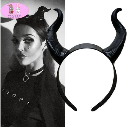 COSTAR Top Cheap Maleficent Witch Horns Headwear Headgear Party Black Queen Adult Women Halloween Party Costume Props