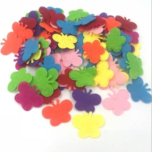 DIY 200pcs Mixed Colors Die Cut Felt Butterfly shape Applique decoration sewing 20mm