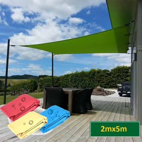 Red Green Blue Rectangle 2mx5m 300D Rainproof Sun Shade Sails Patio Swimming Pool Sunscreen Fabric Camping Yard Awnings Curtain