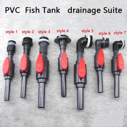 PVC Tank Drainage + Ball Valve + Pipe Fitting Connector For Aquarium Fish Tank Garden landscape water tank with drainage 1 Pcs