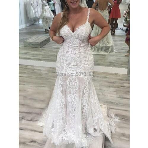 Elegant sweetheart sleeveless open back zipper with buttons mermaid lace wedding dress free shipping