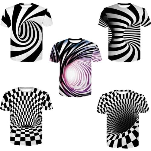 European and American New Couple 3D Digital Printing T-shirt Whirlpool Short-sleeved Top Women Round Neck T-shirts Men Tees