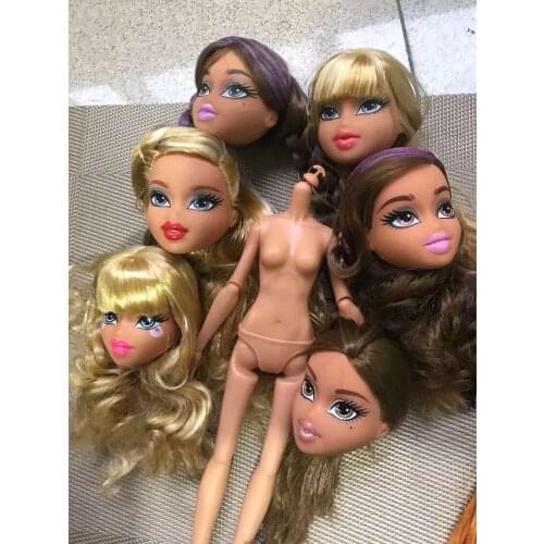 Quality Bratz Doll Heads Original 1/6 Doll Parts Colorful Hair Doll Accessories Big Eyes Dancing Girl Doll Heads Body Figures