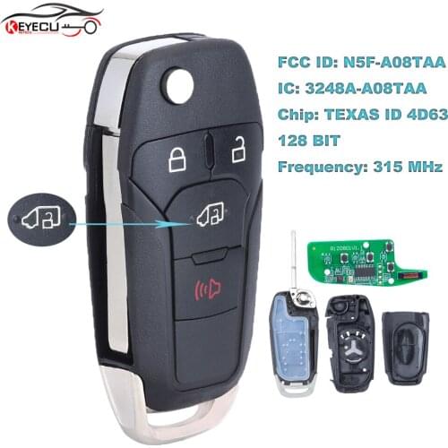 KEYECU 164-R8236 Flip Keyless Remote FOB 315MHz for 2019-2020 Ford Transit Connect FCCID: N5F-A08TAA