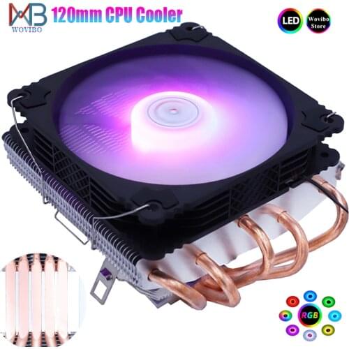 5 Heatpipes CPU Cooler ventilador Fan Cooling Radiator RGB 4Pin PWM For 115x 1366 2011 X79 X99 AM3 AM4 130W TDP refrigerador Fan