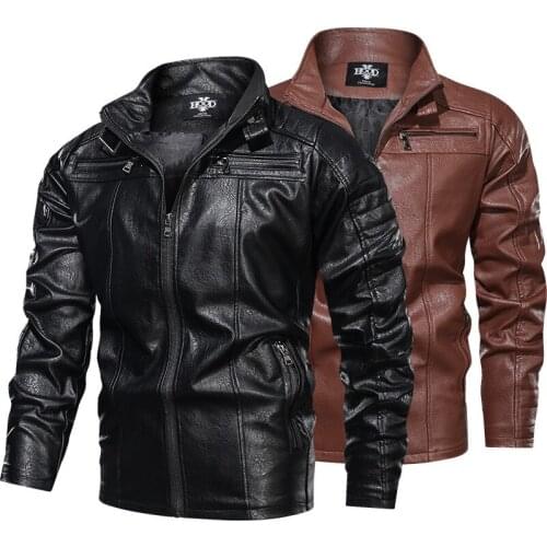 2020 Spring and Autumn Sports Large Size Multi-zip Mens Leather Clothing Casual Washed Motorcycle Pu Leather Jacket