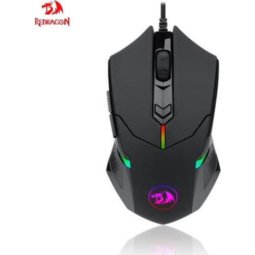 Redragon M601 RGB Game Mouse Backlit Wired Ergonomic 7 Button Programmable Mouse 7200 DPI For Windows PC Black