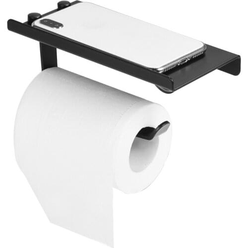 Bathroom Hardware Set White Paper Mobile Phone Holder Space Aluminum Antique Roll Holder With Shelf Toilet Paper Box Wall Mount