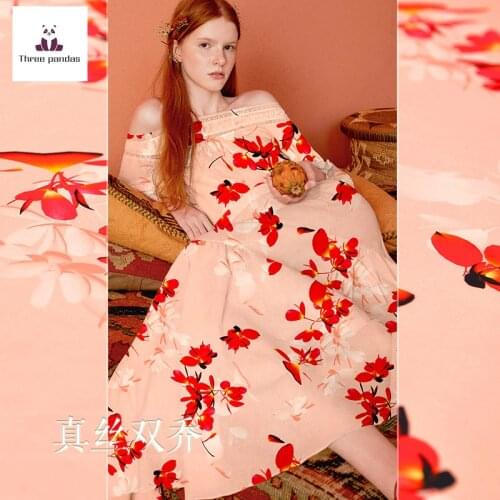 Natural Mulberry Silk Double Joe Fabric Cloth Per Meter 16mm Width 135cm Printed Soft Womens Dress Shirt Fabrics Sewing