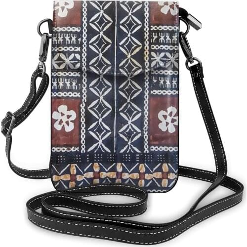 NOISYDESIGNS Tapa Cloth Fabric Print Women Shoulder Bags Handbags for Ladies Small PU Leather Money Purse Cross Body Phone Bags