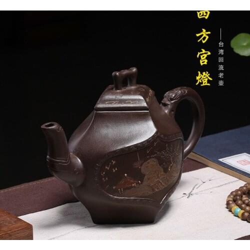 The old pots original mine Purple mud and handmade Shao tycoon Sifang Palace lamp tea set gift box instead of hair