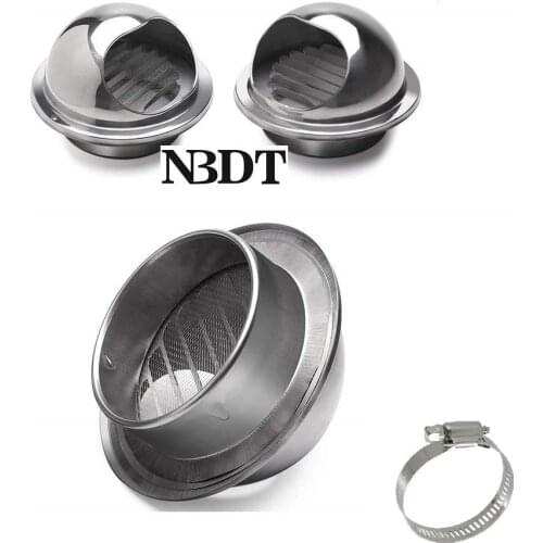 Polished Thick Full 304# Stainless Steel Wall Air Vent Bull Nose Exhaust Hood Extractor Outlet Grille Louvres Fly Screen Mesh