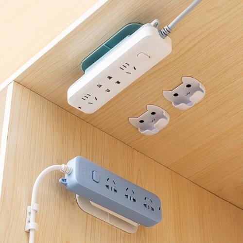 QDRR Wall-Mounted Sticker Punch-free Plug Fixer Home Self-Adhesive Socket Fixer Cable Wire Seamless Power Strip Holder Organizer