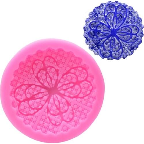 Pink Lace Flower Silicone Mold Four Leaf Clover Pattern Chocolate Fondant Cake Decorating Tools Chocolate Cupcake Mold Cake Mold