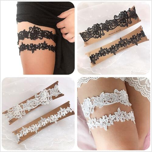 Bride Leg Garter Sexy Lace Women Socks Ring White Black 2pcs Wedding Dress Decoration Leg Ring Stockings Garters Thigh Bands