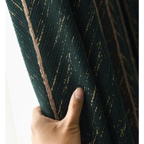 Custom curtains high-quality luxury Chenille Pattern green Gold wire living room modern cloth blackout curtain tulle panel M804