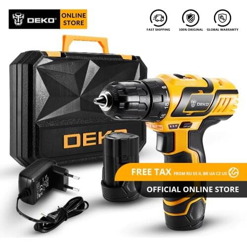 Original DEKO GCD10.8DU3 10.8V Cordless Drill Electric Screwdriver Lithium-Ion Mini Power Driver Variable Speed with LED Light