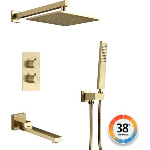 Concealed Thermostat Shower Faucets Bathroom Faucet Mixer Rainfall Shower Set Wall Mounted Shower System Shower Spout