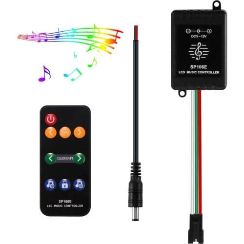 SP106E Music Controller DC 5-12V SP106E RF Music Controller Color LED Controller for WS2812B WS2811 WS2812 SK6812 LED Strip