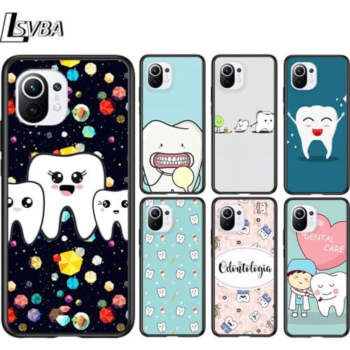 Dentist Teeth Tooth for Xiaomi Mi 11 10T Note 10 Ultra 5G 9 9T SE 8 A3 A2 A1 6X Pro Play F1 Lite 5G Black Phone Case