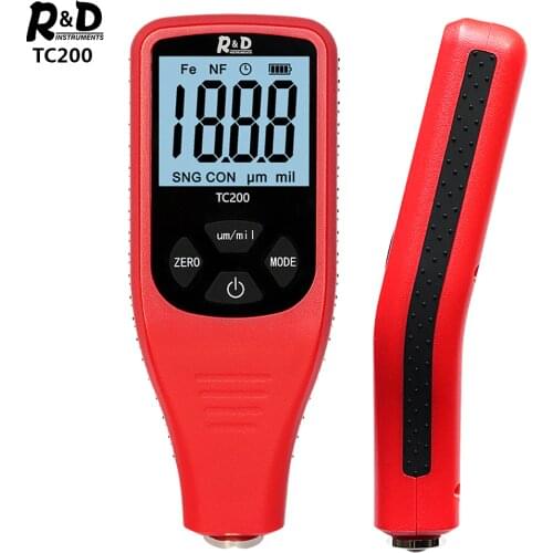 R&D TC200 Coating Thickness Gauge 0.1um/0-1500 Car Paint Film Thickness Tester Measuring FE/NFE Russian Manual Paint Too Red