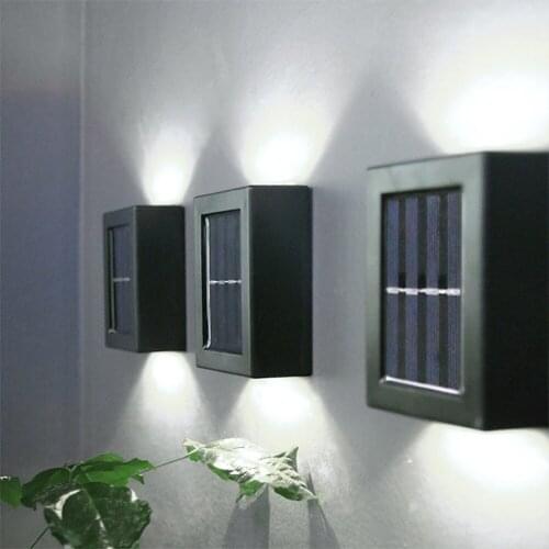 2PCS IP65 Solar LED Light Outdoor Waterproof Garden Lights Decoration Lighting Yard Fence Wall Lights Sunlight Arandela Jardin