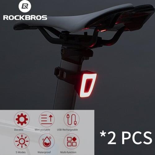 ROCKBROS Cycling Light Waterproof Taillight Lantern Bicycle LED USB Rechargeable Safety Night Riding Bike Rear Light Bike Light