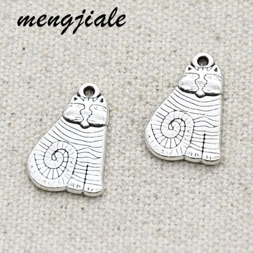 12pcs Hot Sell Vintage Metal Cat Charms Pendant For DIY Making Alloy Handmade Finding Jewelry