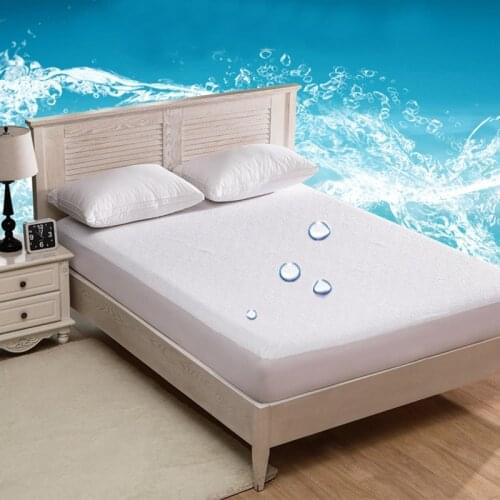 WOSTAR 100% polyester terry fabric waterproof fitted sheet mattress cover adult kids super soft breathable king size bed sheet