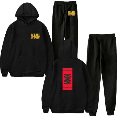 WAWNI KMN Gang Hoodies Sweatshirts Two Piece Suit Cotton Popular Hip Hop Pullover Pants Harajuku Wtreetwear Suit New Sets