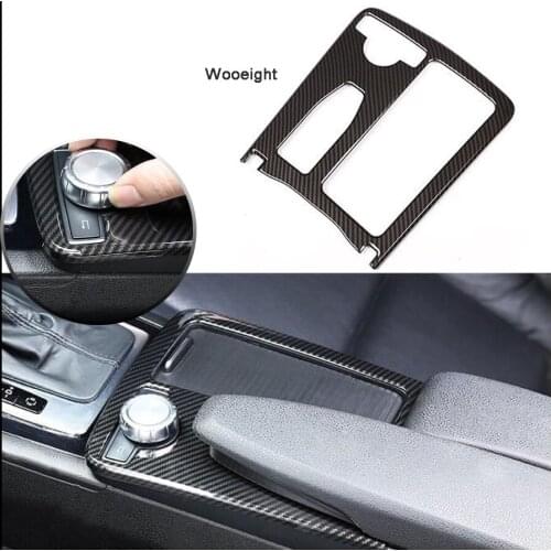 Wooeight Carbon Fiber Style Car Interior Water Cup Holder Cover Trim Panel Frame For Mercedes-Benz C Class W204 2008-2013 LHD