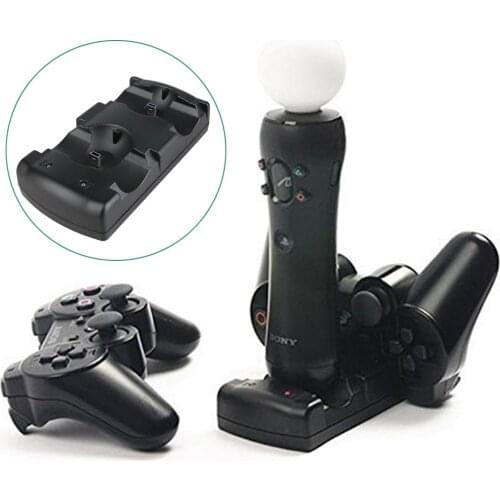 For Playstation 3 Controller Charging Dock Station for Sony PS3/MOVE Gamepad Charger Stand 2 in 1 Base LED Light Indicator