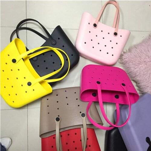 Women Family Summer EVA Silicone Beach Bog Handbag Large Capacity Lady Shoulder Bag Totes Casual Girls Travel Shopping Bag 2021