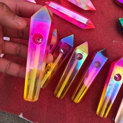 1pcs Natural crystal gold-plated pipe with perfect healing