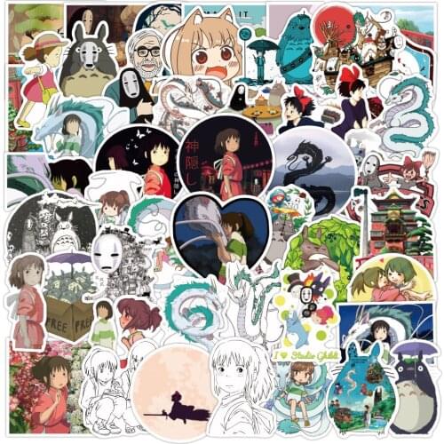 10/50pcs Cute Miyazaki Hayao Spirited Away Anime Stickers Home Wall Suitcase Graffiti Sticker laptop Kids Toys Cartoon Stickers