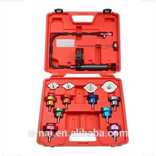 14 Pcs Auto Cooling System Radiator Pressure Head Gasket Test Leak Detector Tester Kit Pump Gauge Adapters
