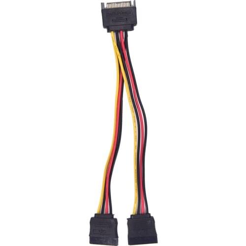 15cm Cable HDD Y Splitter Connector Adapter 90 Degree Power Adapter 15 Pin SATA Power Cable Male to Female 2 SATA Splitter