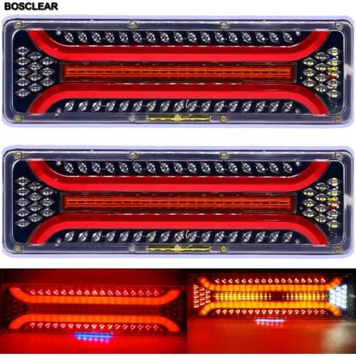 2pcs universal car truck Rear taillight led trailer taillights 24v waterproof Flow Steering brake reversing traffic fog lamp