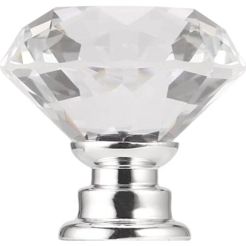 2020 New Light Weight 30mm Diamond Crystal Glass Alloy Door Drawer Manual Handle Bar Cabinet Wardrobe Pull Handle Knobs