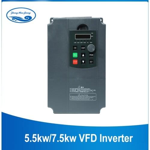 5.5KW/7.5KW VFD Inverter Single Phase Input and 3 Phase Output 220V/380V Variable Frequency Drives For CNC Spindle Motor