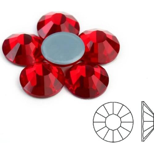 AAAAA Top Quality Super Bling SS4~SS30 Lt Siam Red Color Hot Fix Stone Beads Flatback Iron On Hotfix Strass Rhinestone