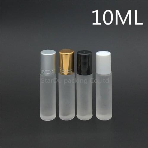Free shipping 240pcs 10ml Roll on perfume bottle, 10cc clear Frosted essential oil rollon bottle, small glass roller container