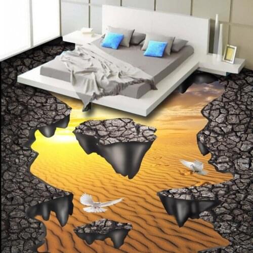 Free shipping custom Broken surface desert street 3D outdoor painting living room bathroom home decoration wallpaper floor roll